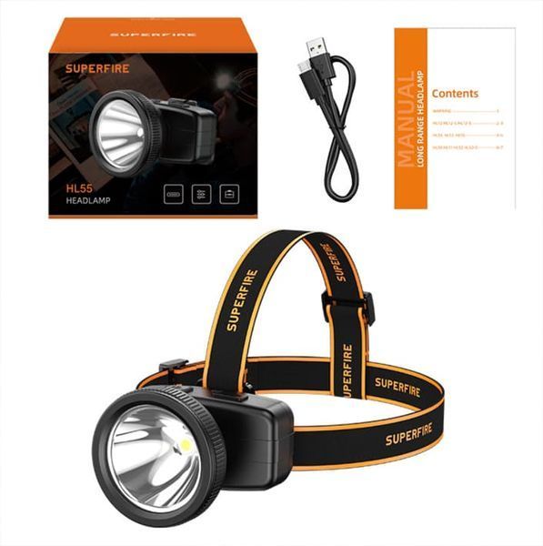 Ліхтар налобний акумуляторний HL55-S SuperFire 300 Lumen IP42 HL55-S фото