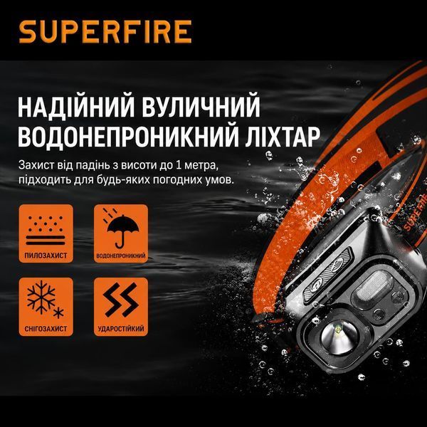 Ліхтар налобний акумуляторний HL23-S SuperFire 350 Lumen IP44 HL23-S фото