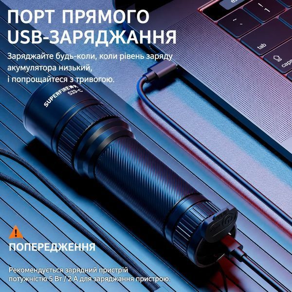 Ліхтар ручний акумуляторний S33-C SuperFire 210 Lumen IP44 S33-C фото