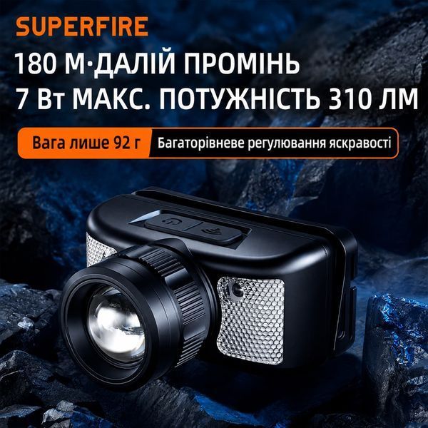 Ліхтар налобний акумуляторний HL91 SuperFire 310 Lumen IP43 HL91 фото