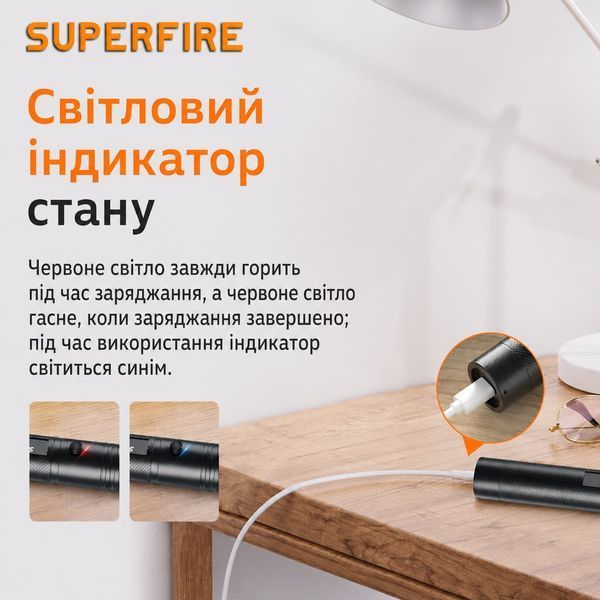 Ліхтар лазерний акумуляторний J02 SuperFire 200mAh J02 фото