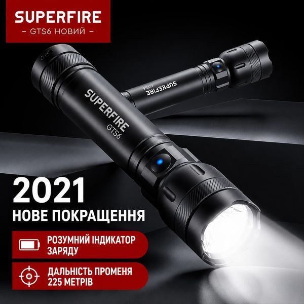 Ліхтар ручний акумуляторний GTS6 SuperFire 360 Lumen IP44 GTS6 фото