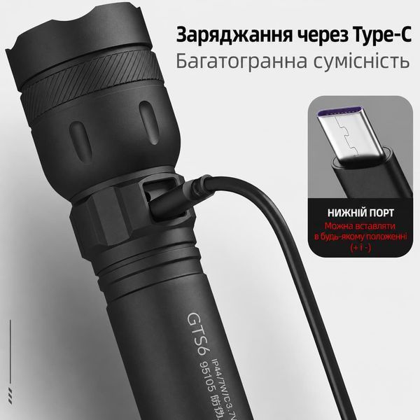 Ліхтар ручний акумуляторний GTS6 SuperFire 360 Lumen IP44 GTS6 фото