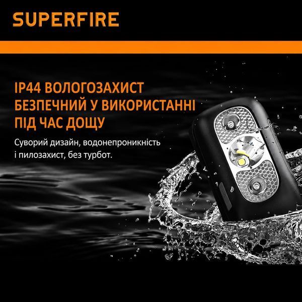 Ліхтар налобний акумуляторний HL05-G SuperFire 200 Lumen IP44 HL05-G фото
