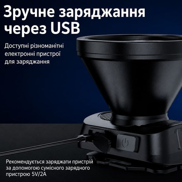 Ліхтар налобний акумуляторний HL52 SuperFire 200 Lumen IP42 HL52 фото